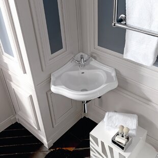WS Bath Collections Retro 22.8'' White Ceramic Specialty Corner Bathroom Sink With Overflow 